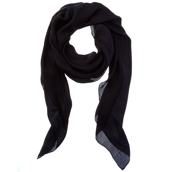 Saint Laurent Cassandre Silk Scarf, Black - Picture 1 of 3